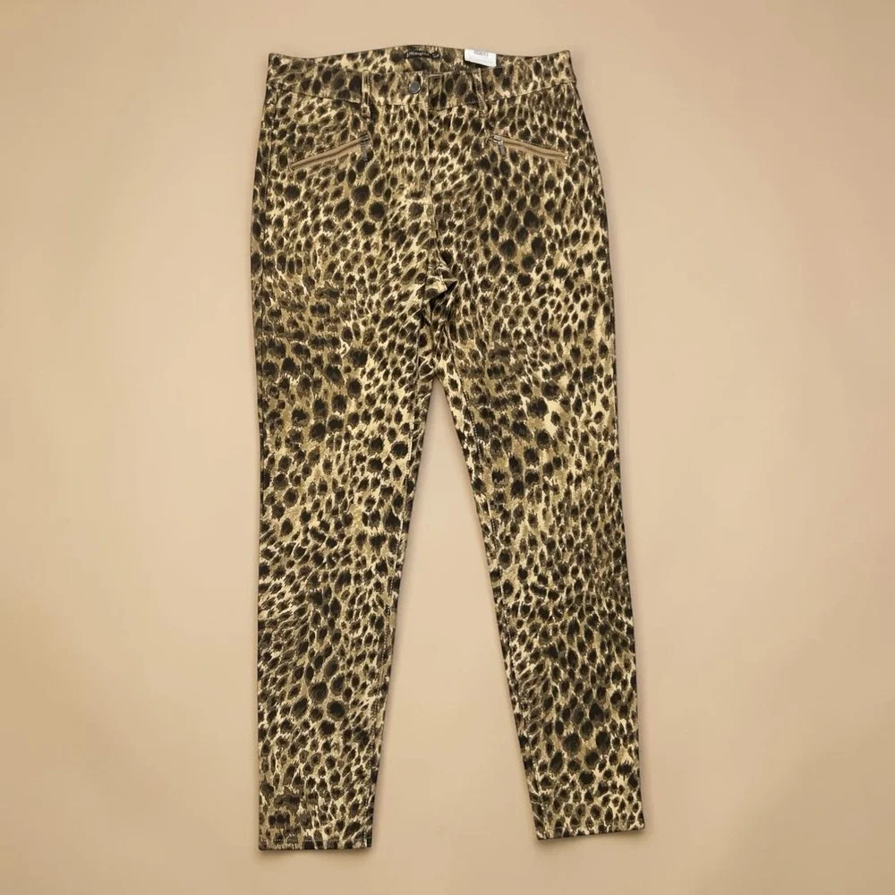 J. McLaughlin Baxter Leopard Print Pants 6 Mob Wife Quiet Luxe Rockstar Chic